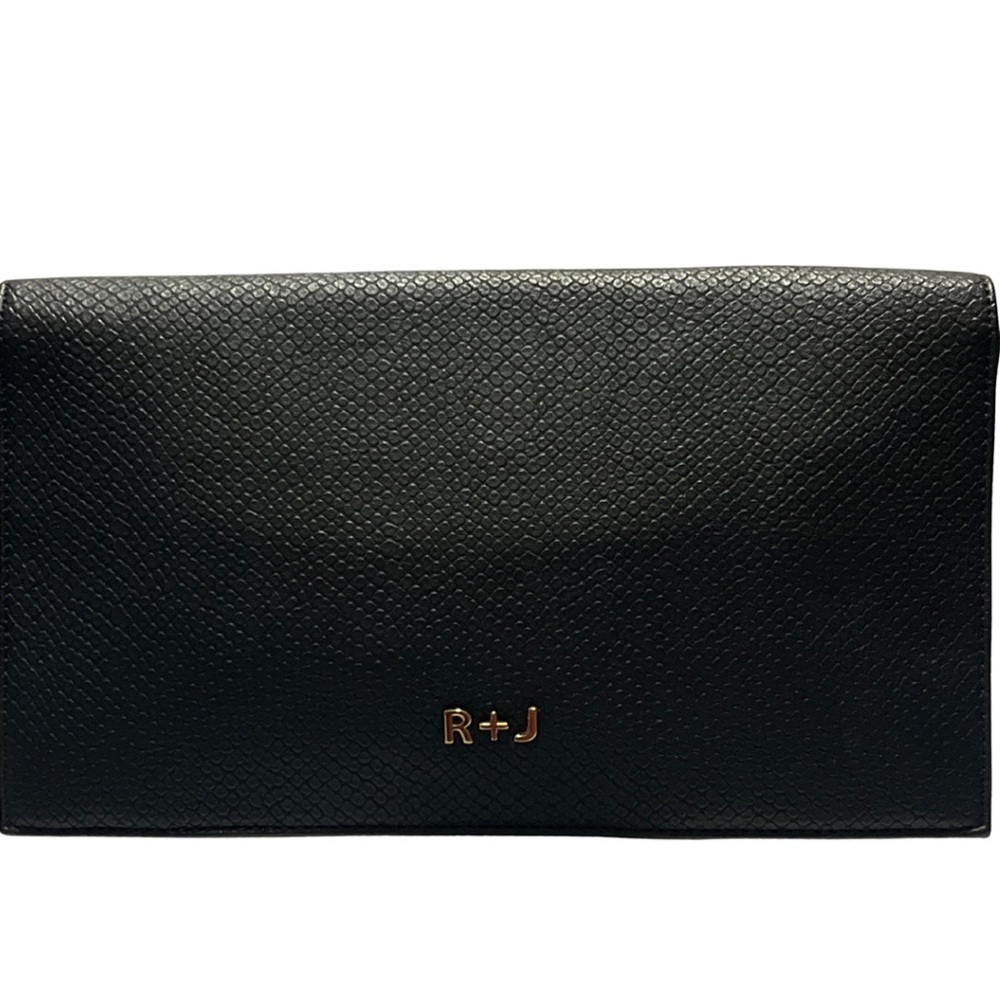 NWT R+J Romeo & Juliet Couture “Nina” Black Faux Snake Clutch